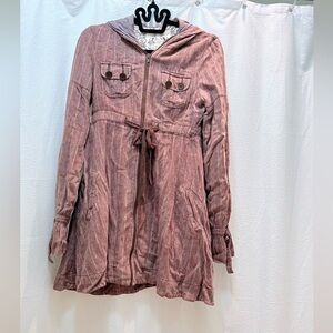 Free People Pink Striped Utility Jacket